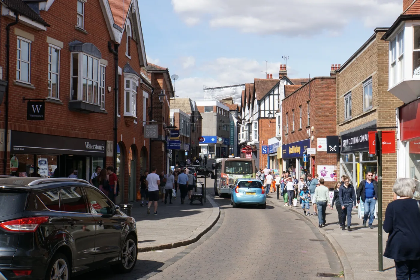 Shoppers on Potter Street in central Bishop's Stortford. The photo shows the town centre only, not any incident in the figures