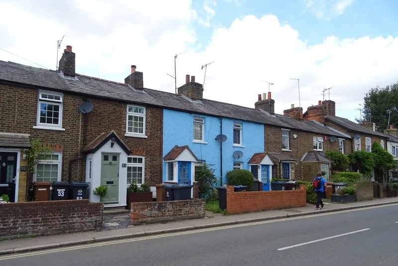 Terraced housing on Rye Street in Bishop's Stortford. Terraced homes were the only East Herts property type to rise in July