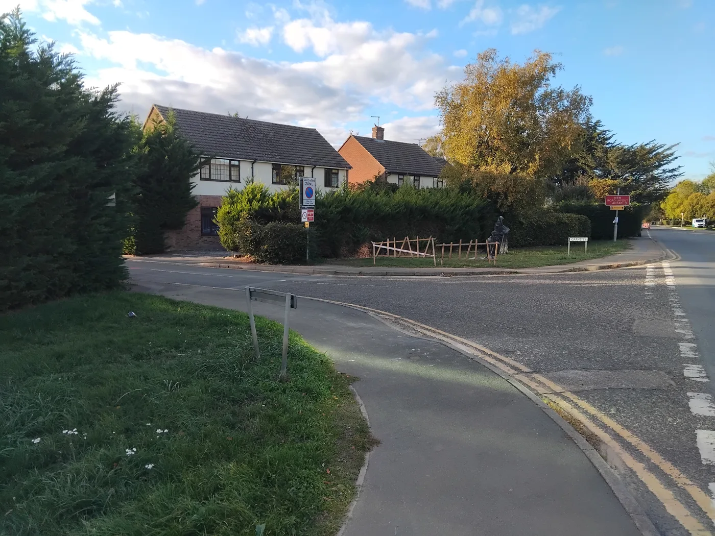 The entrance to Garnetts from the adjoining road in Takeley
